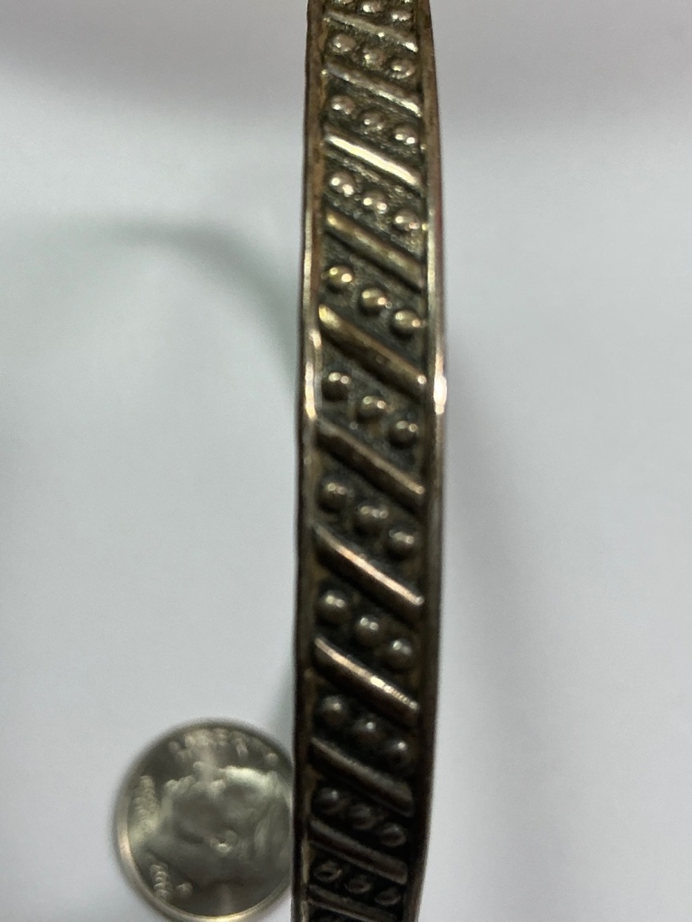 Vintage Sterling Silver Jewelart Bangle Bracelet. Diagonal & Beaded Design